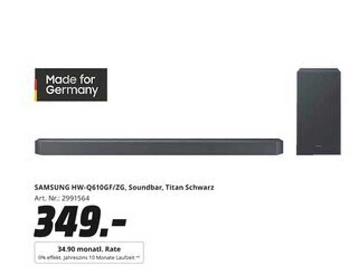 SAMSUNG HW-Q610GF/ZG, Soundbar, Titan Schwarz