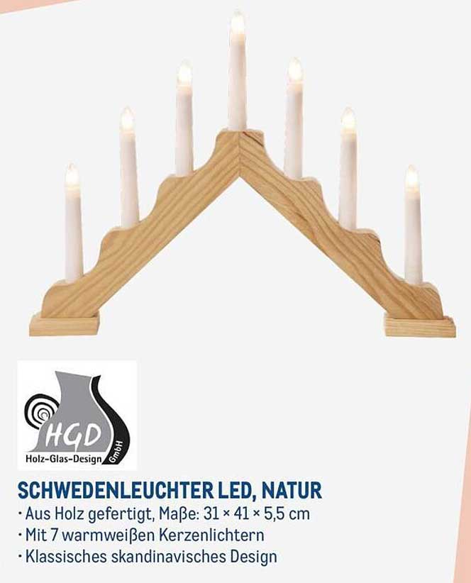 SCHWEDENLEUCHTER LED, NATUR