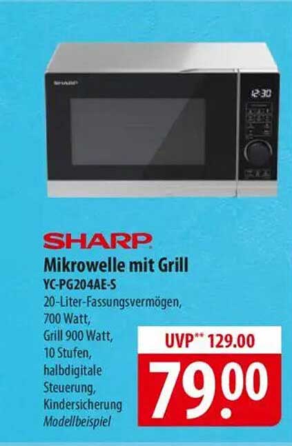 SHARP Mikrowelle mit Grill YC-PG204AE-S