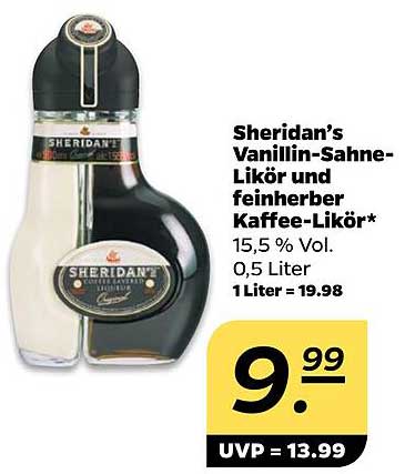 Sheridan’s Vanillin-Sahne-Likör und feinerher Kaffee-Likör 0,5 Liter