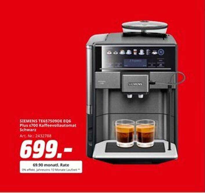 SIEMENS TE657509DE EQ6 Plus s700 Kaffeevollautomat Schwarz