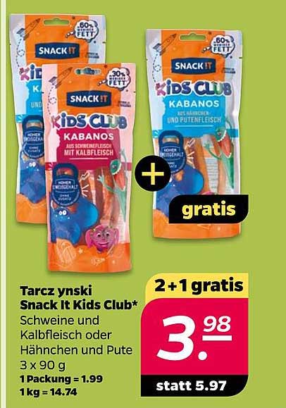 Snack It Kids Club Kabanos – 2+1 gratis