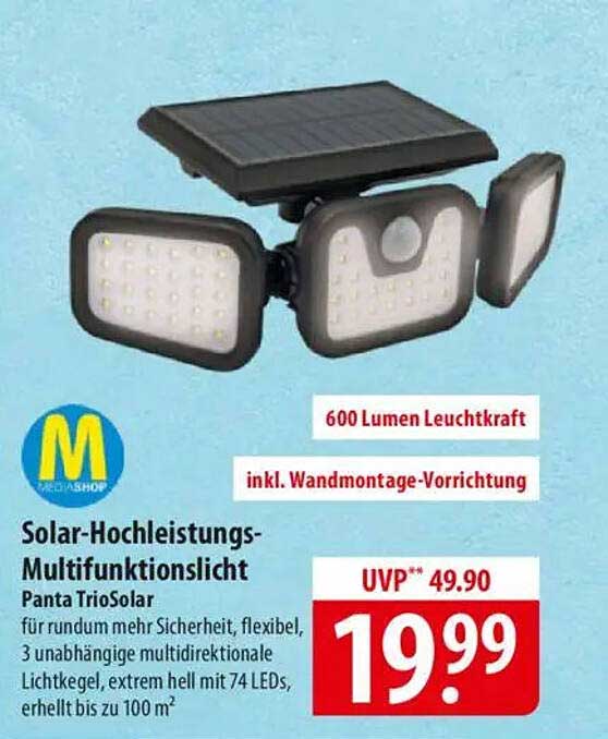 Solar-Hochleistungs-Multifunktionslicht Panta TrioSolar