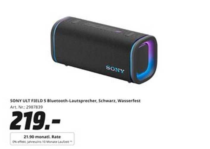 SONY ULT FIELD 5 Bluetooth-Lautsprecher, Schwarz, Wasserfest