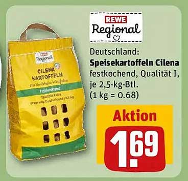 Speisekartoffeln Cilena festkochend, Qualität I, je 2,5-kg-Btl.