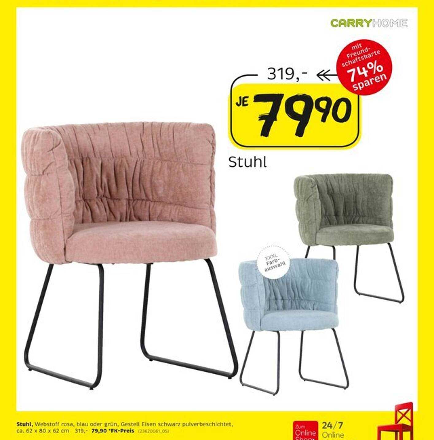 Stuhl in rosa, blau oder grün – jetzt zum Sonderpreis!