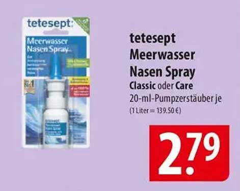 tetesept Meerwasser Nasen Spray Classic oder Care 20-ml-Pumpzerstäuber