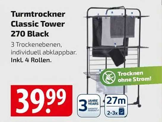 Turmtrockner Classic Tower 270 Black