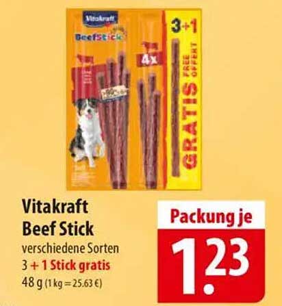 Vitakraft Beef Stick verschiedene Sorten 3 + 1 Stick gratis