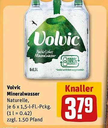 Volvic Mineralwasser Naturelle, je 6 x 1,5-l-Fl.-Pckg.