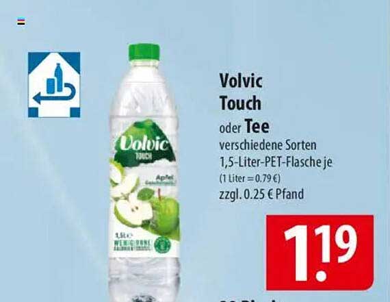 Volvic Touch oder Tee 1,5-Liter-PET-Flasche je