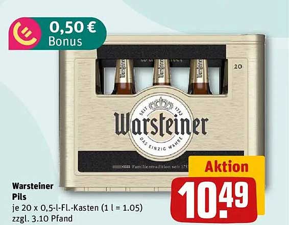 Warsteiner Pils 20 x 0,5 l- Flaschen