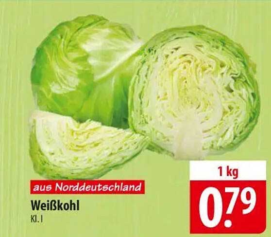 Weißkohl aus Norddeutschland, 1 kg für 0,79 €