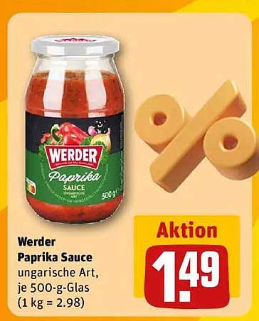Werder Paprika Sauce ungarische Art, je 500-g-Glas