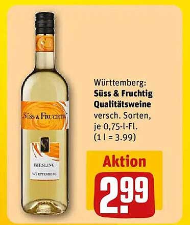 Württemberg: Süß & Fruchtig Qualitätsweine - Riesling 0,75 l