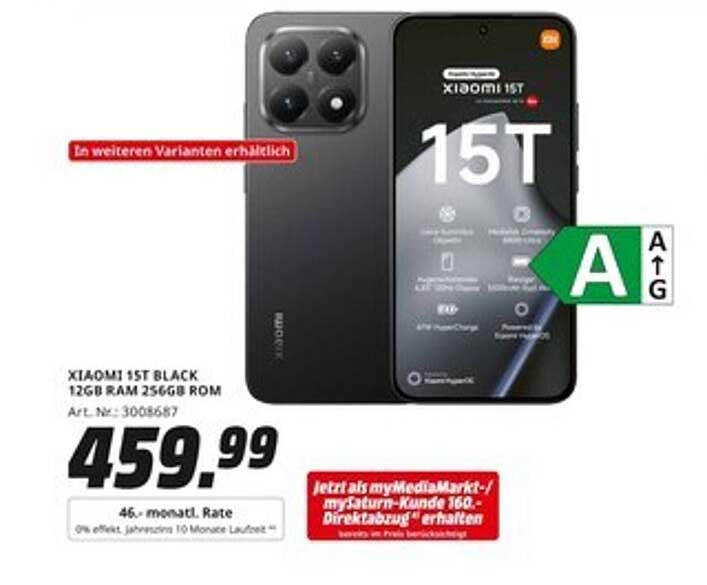 XIAOMI 15T BLACK 12GB RAM 256GB ROM