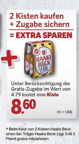 2 Kisten Haake Beck Pils kaufen + Zugabe sichern = EXTRA SPAREN