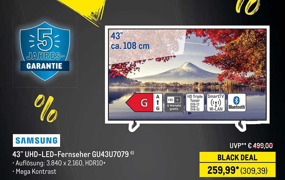 43" UHD-LED-Fernseher GU43U7079 von Samsung - BLACK DEAL