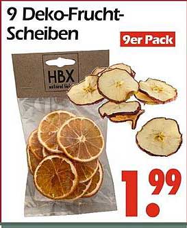 9 Deko-Frucht-Scheiben - 9er Pack