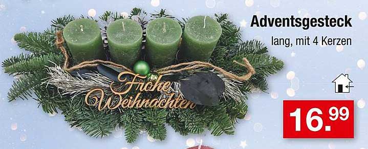 Adventsgesteck lang, mit 4 Kerzen