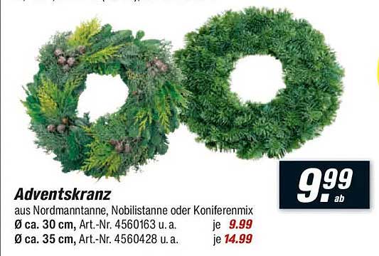 Adventskranz aus Nordmanntanne, Nobiliastanne oder Koniferenmix