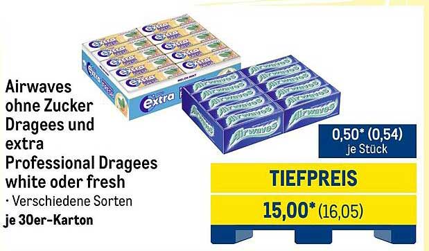 Airwaves ohne Zucker Dragees und extra Professional Dragees white oder fresh 30er-Karton