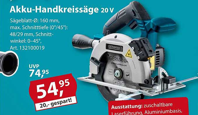 Akku-Handkreissäge 20 V