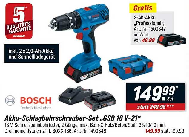 Akku-Schlagbohrschrauber-Set „GSB 18 V-21“