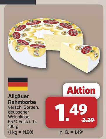 Allgäuer Rahmorte - verschiedene Sorten, deutscher Weichkäse, 65 % Fett i. Tr.