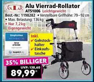 Alu Vierrad-Rollator AT51006 – Leichtgewicht