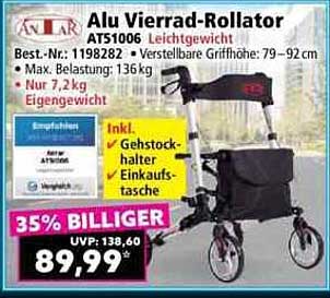 Alu Vierrad-Rollator ATS1006 Leichtgewicht