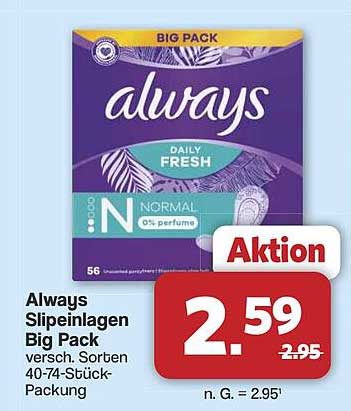 Always Slipeinlagen Big Pack - Aktion