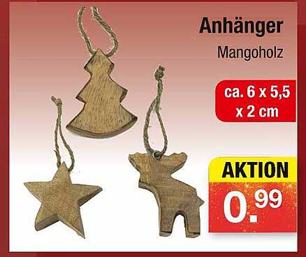 Anhänger aus Mangoholz - Weihnachtsdeko