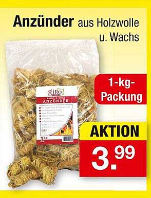 Anzünder aus Holzwolle und Wachs - 1-kg-Packung