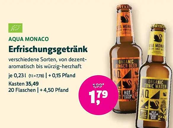 Aqua Monaco Erfrischungsgetränk – verschiedene Sorten im Angebot