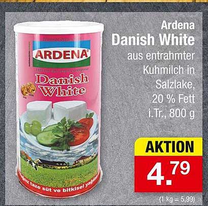 Ardena Danish White aus entrahmter Kuhmilch in Salzlake, 20 % Fett i.Tr., 800 g