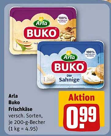 Arla Buko Frischkäse - Verschiedene Sorten, je 200-g-Becher