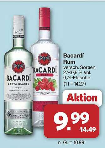 Bacardí Rum - Verschiedene Sorten, 0,7 l-Flasche