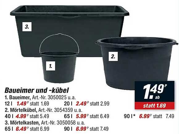 Bau- und Mörtelkübel für vielfältige Anwendungen