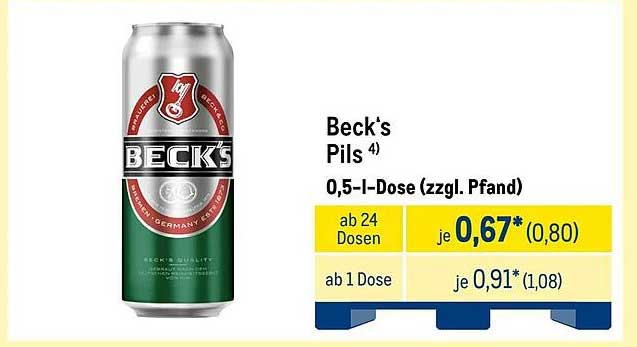 Beck's Pils 0,5 l-Dose (zzgl. Pfand)