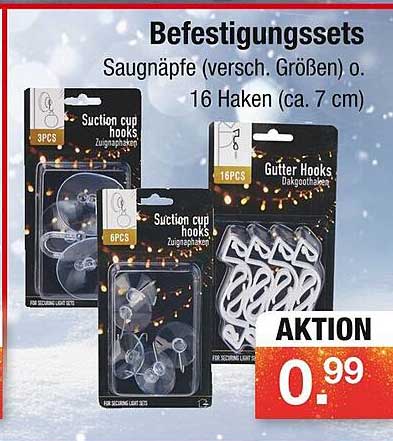 Befestigungssets - Saugnäpfe (versch. Größen) o. 16 Haken (ca. 7 cm)