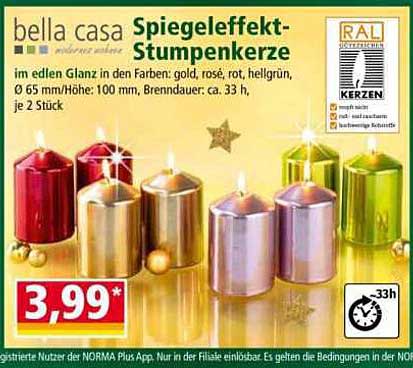 Bella Casa Spiegeleffekt-Stumpenkerze im edlen Glanz