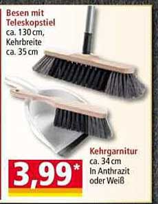 Besen mit Teleskopstiel und Kehrgarnitur