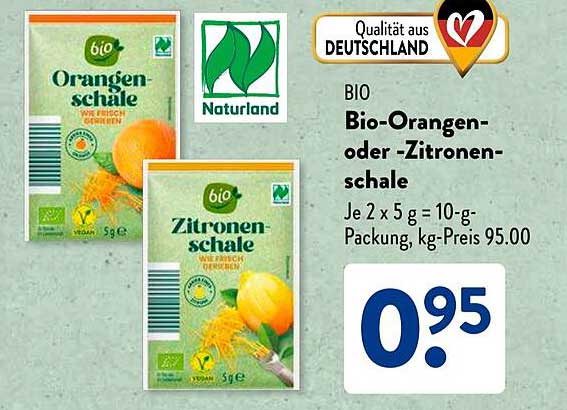 BIO Bio-Orangen- oder -Zitronenschale