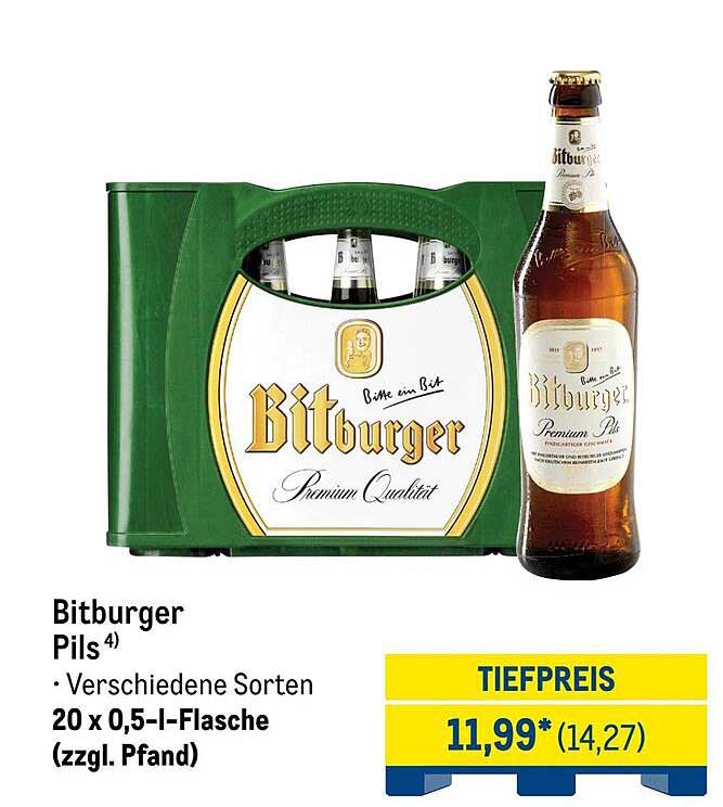Bitburger Pils – 20 x 0,5 l-Flasche (zzgl. Pfand)
