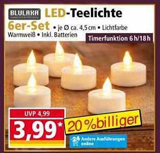 BLULAKA LED-Teelichte 6er-Set