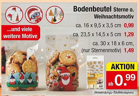 Bodenbeutel Sterne o. Weihnachtsmotiv