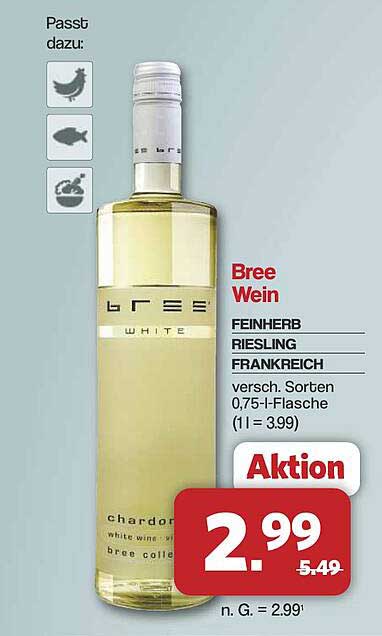 Bree Wein Feinherb Riesling Frankreich 0,75 l-Flasche