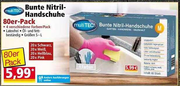 Bunte Nitril-Handschuhe 80er-Pack