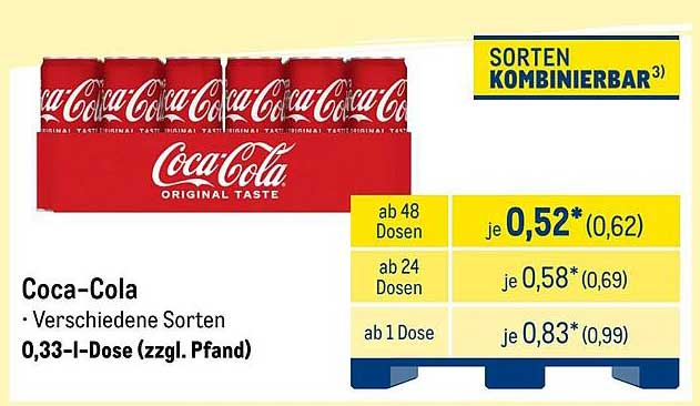 Coca-Cola - Verschiedene Sorten 0,33 l Dose